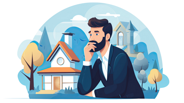 thinking person in flat vector design on white background