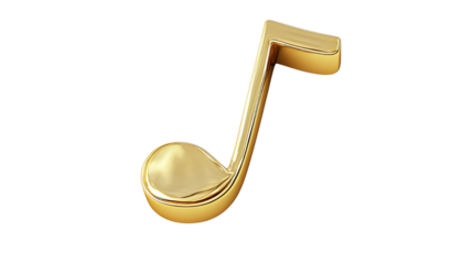 3d rendering gold music note on white background