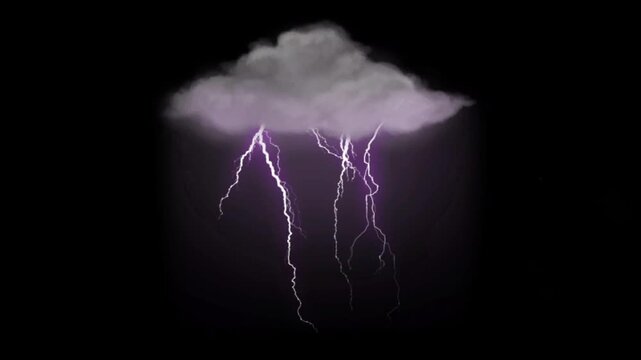 Animation lightning bolt on black background.