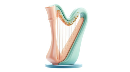 harp music instrument 3d rendering on white background