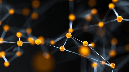 Luminous interconnected spheres, a vibrant orange network of abstract art