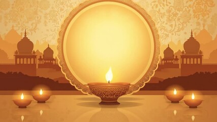 Happy Diwali festival of lights with copy space. Diya lamps banner background wallpaper - Powered by Adobe