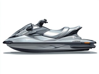 Sleek Silver Personal Watercraft on White Background