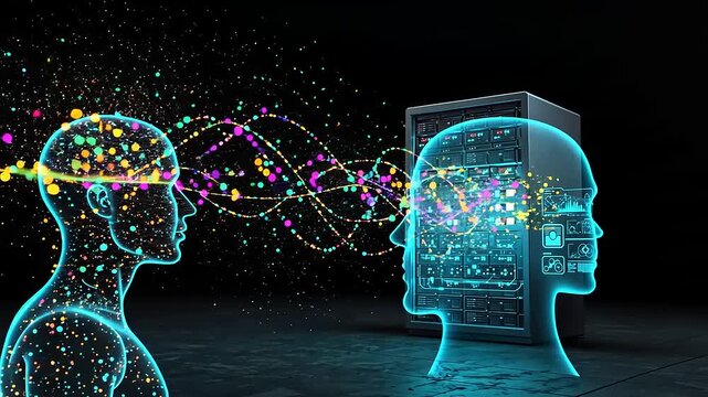 Abstract representation of AI processing human thoughts