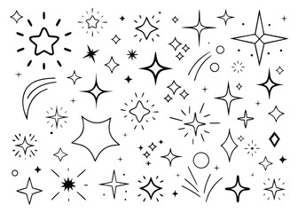 Fototapeta premium Diverse black star shapes collection featuring unique geometric and classic designs for creative projects