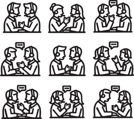 People talking with headsets communication conversation