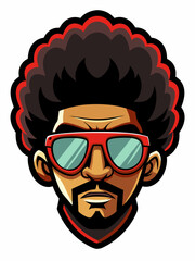 colorful illustration of a cartoon afro man mascot, isolated on white background, suitable for logo, mascot, branding, game character, and etc