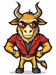 colorful illustration of a cartoon antelope mascot, isolated on white background, suitable for logo, mascot, branding, game character, and etc