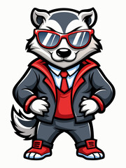 colorful illustration of a cartoon badger mascot, isolated on white background, suitable for logo, mascot, branding, game character, and etc