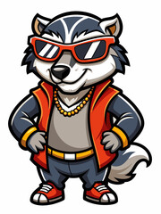 colorful illustration of a cartoon badger mascot, isolated on white background, suitable for logo, mascot, branding, game character, and etc