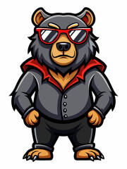 colorful illustration of a cartoon black bear mascot, isolated on white background, suitable for logo, mascot, branding, game character, and etc