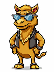 colorful illustration of a cartoon camel mascot, isolated on white background, suitable for logo, mascot, branding, game character, and etc