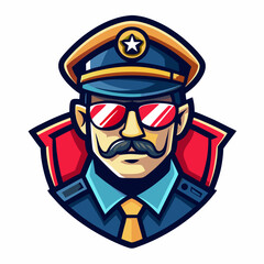 colorful illustration of a cartoon cop mascot, isolated on white background, suitable for logo, mascot, branding, game character, and etc