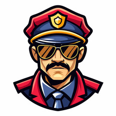colorful illustration of a cartoon cop mascot, isolated on white background, suitable for logo, mascot, branding, game character, and etc