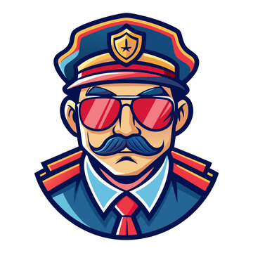 colorful illustration of a cartoon cop mascot, isolated on white background, suitable for logo, mascot, branding, game character, and etc