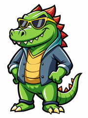 colorful illustration of a cartoon crocodile mascot, isolated on white background, suitable for logo, mascot, branding, game character, and etc
