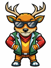 Fototapeta premium colorful illustration of a cartoon deer mascot, isolated on white background, suitable for logo, mascot, branding, game character, and etc