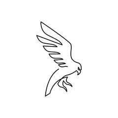 continuous monoline drawing of flying eagle