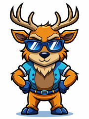 Fototapeta premium colorful illustration of a cartoon deer mascot, isolated on white background, suitable for logo, mascot, branding, game character, and etc