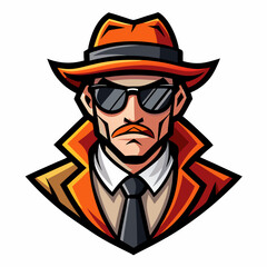 colorful illustration of a cartoon detective mascot, isolated on white background, suitable for logo, mascot, branding, game character, and etc