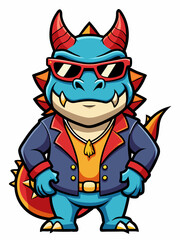 colorful illustration of a cartoon dragon mascot, isolated on white background, suitable for logo, mascot, branding, game character, and etc