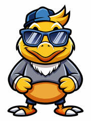 colorful illustration of a cartoon duck mascot, isolated on white background, suitable for logo, mascot, branding, game character, and etc