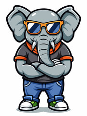 colorful illustration of a cartoon elephant mascot, isolated on white background, suitable for logo, mascot, branding, game character, and etc