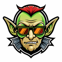 colorful illustration of a cartoon elf head mascot, isolated on white background, suitable for logo, mascot, branding, game character, and etc