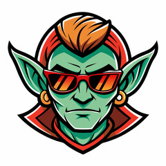 colorful illustration of a cartoon elf head mascot, isolated on white background, suitable for logo, mascot, branding, game character, and etc