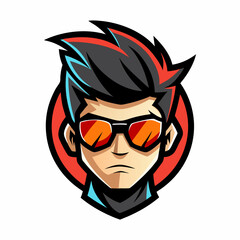 colorful illustration of a cartoon emo man mascot, isolated on white background, suitable for logo, mascot, branding, game character, and etc