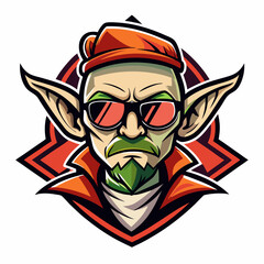 colorful illustration of a cartoon elf head mascot, isolated on white background, suitable for logo, mascot, branding, game character, and etc