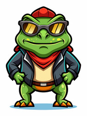 colorful illustration of a cartoon frog mascot, isolated on white background, suitable for logo, mascot, branding, game character, and etc