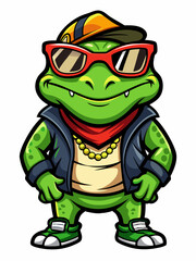colorful illustration of a cartoon frog mascot, isolated on white background, suitable for logo, mascot, branding, game character, and etc