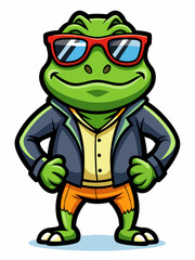 colorful illustration of a cartoon frog mascot, isolated on white background, suitable for logo, mascot, branding, game character, and etc