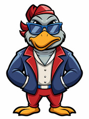 colorful illustration of a cartoon gander mascot, isolated on white background, suitable for logo, mascot, branding, game character, and etc