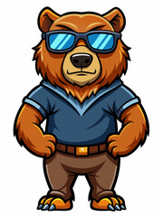 colorful illustration of a cartoon grizzly bear mascot, isolated on white background, suitable for logo, mascot, branding, game character, and etc