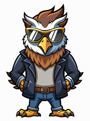 colorful illustration of a cartoon harpy mascot, isolated on white background, suitable for logo, mascot, branding, game character, and etc