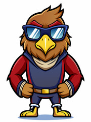 colorful illustration of a cartoon hawk mascot, isolated on white background, suitable for logo, mascot, branding, game character, and etc