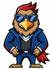 colorful illustration of a cartoon hawk mascot, isolated on white background, suitable for logo, mascot, branding, game character, and etc