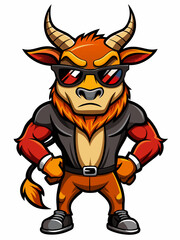 colorful illustration of a cartoon impala mascot, isolated on white background, suitable for logo, mascot, branding, game character, and etc