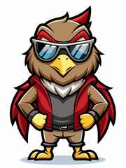 colorful illustration of a cartoon kestrel mascot, isolated on white background, suitable for logo, mascot, branding, game character, and etc