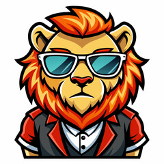 colorful illustration of a cartoon lion mascot, isolated on white background, suitable for logo, mascot, branding, game character, and etc