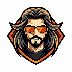 colorful illustration of a cartoon long haired man mascot, isolated on white background, suitable for logo, mascot, branding, game character, and etc