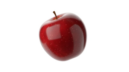 A shiny red apple isolated on transparent background, a perfect snack for any time