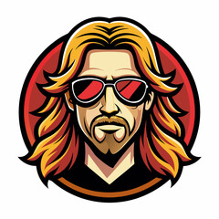 colorful illustration of a cartoon long haired man mascot, isolated on white background, suitable for logo, mascot, branding, game character, and etc
