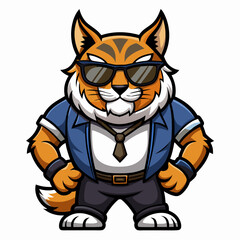 colorful illustration of a cartoon lynx mascot, isolated on white background, suitable for logo, mascot, branding, game character, and etc
