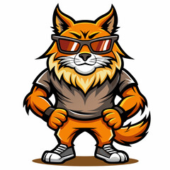 colorful illustration of a cartoon lynx mascot, isolated on white background, suitable for logo, mascot, branding, game character, and etc
