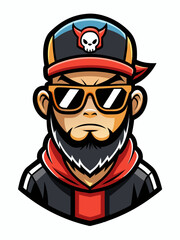 colorful illustration of a cartoon man wear snapback mascot, isolated on white background, suitable for logo, mascot, branding, game character, and etc