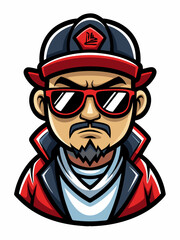 colorful illustration of a cartoon man wear snapback mascot, isolated on white background, suitable for logo, mascot, branding, game character, and etc