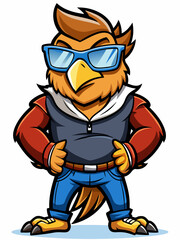 colorful illustration of a cartoon osprey mascot, isolated on white background, suitable for logo, mascot, branding, game character, and etc